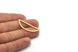 Brass Half Moon Charm, 12 Raw Brass Semi Circle Charm, Connectors, Findings (14x40x1mm) A6535