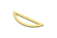 Brass Half Moon Charm, 12 Raw Brass Semi Circle Charm, Connectors, Findings (10.5x34x1mm) A6549