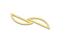 Brass Half Moon Charm, 12 Raw Brass Semi Circle Charm, Connectors, Findings (10.5x34x1mm) A6549
