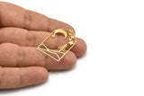 Brass Landscape Charm, 4 Raw Brass Crescent Moon And Tree Patterned Charms With 1 Loop, Findings (36x22.5x0.60mm) A6306