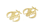 Brass Butterfly Charm, 4 Raw Brass Butterfly Charms With 1 Loop, Earring Findings (34x34x0.60mm) A6317