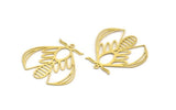 Brass Butterfly Charm, 4 Raw Brass Butterfly Charms With 1 Loop, Earring Findings (34x34x0.60mm) A6317