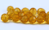 10 Vintage Glass Faceted Citrine Yellow Beads ( 7 Mm ) Cv16