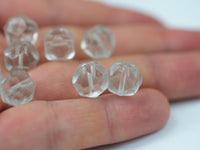 10 Vintage Glass Faceted Clear Beads ( 9 Mm ) Cv19