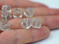 Vintage Faceted Beads, 10 Vintage Glass Faceted Clear Beads  (9mm) Cv19