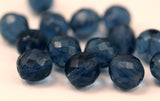 Vintage Blue Beads, 10 Vintage Glass Faceted Navy Blue Beads  (10mm) Cv22