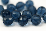 10 Vintage Glass Faceted Navy Blue Beads ( 10 Mm ) Cv22