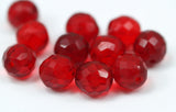 10 Vintage Glass Faceted Red Beads  ( 11.5 Mm ) Cv30