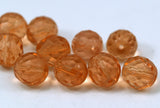 10 Vintage Glass Faceted Peach Beads ( 12 Mm ) Cv31