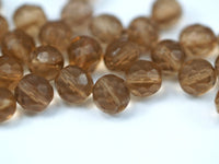 Vintage Faceted Bead, 10 Vintage Glass Faceted Smoky Brown Beads  (7mm) Cv29