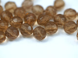 10 Vintage Glass Faceted Smoky Brown Beads ( 7 Mm ) Cv29