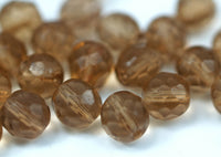 10 Vintage Glass Faceted Smoky Brown Beads ( 7 Mm ) Cv29