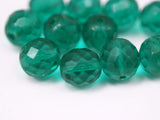 Vintage Water Beads, 10 Vintage Glass Green Faceted Water Beads (12mm) Cv37 CF05