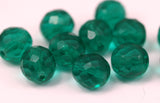 Vintage Water Beads, 10 Vintage Glass Green Faceted Water Beads (12mm) Cv37