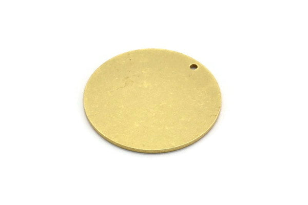 Brass Stamping Tag, 4 Raw Brass Round Charms With 1 Hole (26x1mm) A6388