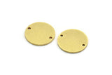 Brass Stamping Tag, 10 Raw Brass Round Charms With 2 Holes, Connectors (16x1mm) A6390