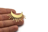 Brass Moon Charm, 4 Raw Brass Crescent Moon And Sunshine Shaped Charms With 2 Loops, Findings (36x49x0.60mm) A6395