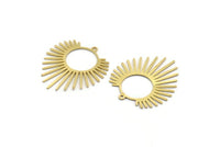 Brass Sun Charm, 8 Raw Brass Sunshine Charms With 1 Loop, Pendants, Findings (33x29x0.60mm) A6333