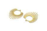 Brass Sun Charm, 8 Raw Brass Sunshine Charms With 1 Loop, Pendants, Findings (33x29x0.60mm) A6333