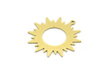 Brass Sun Charm, 4 Raw Brass Sunshine Charms With 1 Loop, Pendants, Findings (32x30x0.60mm) A6405