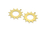 Brass Sun Charm, 4 Raw Brass Sunshine Charms With 1 Loop, Pendants, Findings (32x30x0.60mm) A6405