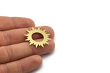 Brass Sun Charm, 4 Raw Brass Sunshine Charms With 1 Loop, Pendants, Findings (32x30x0.60mm) A6405