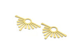 Brass Sun Charm, 10 Raw Brass Sunshine Charms With 1 Hole, Pendants, Findings (23x36x0.60mm) A6397