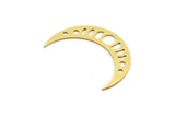 Brass Moon Charm, 10 Raw Brass Crescent Moon Charms, Moon Phases Charms, Findings (35x8x0.60mm) A6399