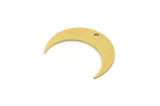 Brass Moon Charm, 24 Raw Brass Crescent Moon Charms With 1 Hole (17x4.5x0.60mm) A6414