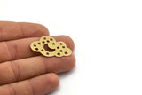 Brass Cloud Charm, 6 Raw Brass Crescent Moon And Star Patterned Charms, Cloudy Charms, Star Charms, Findings (22x35x0.60mm) A6372