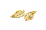 Brass Leaf Charm, 50 Raw Brass Leaf Charms With 1 Loop, Findings (17x9x0.60mm) A6412