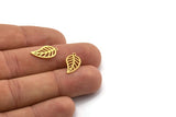 Brass Leaf Charm, 50 Raw Brass Leaf Charms With 1 Loop, Findings (17x9x0.60mm) A6412