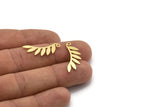 Brass Leaf Charm, 24 Raw Brass Branch Charms With 1 Loop, Charm Pendants (27x10x0.60mm) A6402