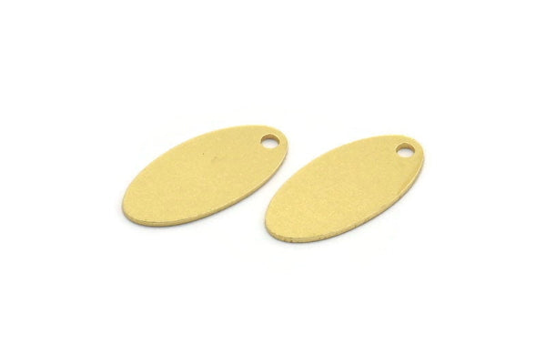 Pirinç Oval Charm, 1 Delikli 24 Ham Pirinç Oval Charm, Küpe Charm'ları (18x9x0,60 mm) A6384