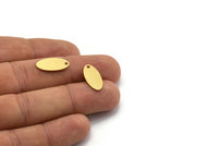 Pirinç Oval Charm, 1 Delikli 24 Ham Pirinç Oval Charm, Küpe Charm'ları (18x9x0,60 mm) A6384