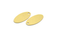 Pirinç Oval Charm, 1 Delikli 24 Ham Pirinç Oval Charm, Küpe Charm'ları (18x9x0,60 mm) A6384