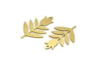 Brass Flower Charm, 12 Raw Brass Tulip Charms With 1 Hole, Pendant Charms (32x21x0.60mm) A6416