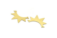Brass Sun Charm, 6 Raw Brass Sun Rising Charms With 2 Holes, Necklace Charms, Findings (25x38x0.60mm) A6398