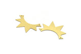 Brass Sun Charm, 6 Raw Brass Sun Rising Charms With 2 Holes, Necklace Charms, Findings (25x38x0.60mm) A6398