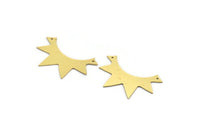 Brass Sun Charm, 6 Raw Brass Sun Rising Charms With 2 Holes, Necklace Charms, Findings (25x38x0.60mm) A6398