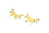 Brass Sun Charm, 6 Raw Brass Sun Rising Charms With 2 Holes, Necklace Charms, Findings (25x38x0.60mm) A6398