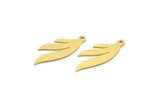 Brass Leaf Charm, 24 Raw Brass Leaf Charms With 1 Loop, Findings (24x9x0.60mm) A6404