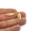 Brass Leaf Charm, 24 Raw Brass Leaf Charms With 1 Loop, Findings (24x9x0.60mm) A6404