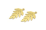 Brass Leaf Charm, 12 Raw Brass Branch Charms With 1 Loop, Charm Pendants (26x15x0.60mm) A6403