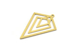 Brass Diamond Charm, 4 Raw Brass Diamond Shaped Charms With 1 Loop, Findings (37x25x0.60mm) A6406