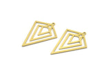 Brass Diamond Charm, 4 Raw Brass Diamond Shaped Charms With 1 Loop, Findings (37x25x0.60mm) A6406