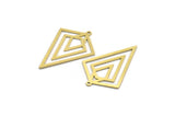 Brass Diamond Charm, 4 Raw Brass Diamond Shaped Charms With 1 Loop, Findings (37x25x0.60mm) A6406