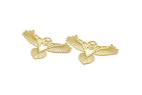 Brass Eagle Charm, 4 Raw Brass Eagle Shaped Charms With 2 Loops, Bird Charms, Necklace Charms, Connector Charms (30x49x0.60mm) A6408