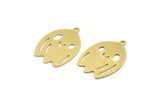 Brass Ghost Charm, 8 Raw Brass Cute Ghost Charms With 1 Loop, Findings (24x16.5x0.60mm) A6363