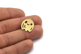 Brass Ghost Charm, 8 Raw Brass Cute Ghost Charms With 1 Loop, Findings (24x16.5x0.60mm) A6363
